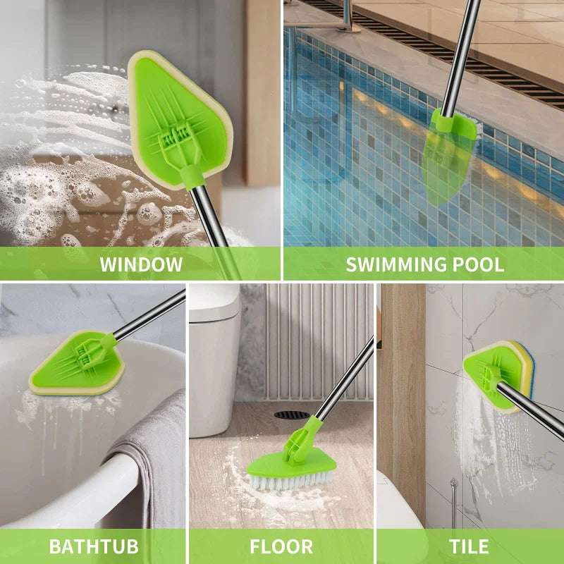 Triangle Telescopic Sponge Glass Wiper - Multifunctional Cleaning Tool for Bathroom, Kitchen & Floor Surfaces