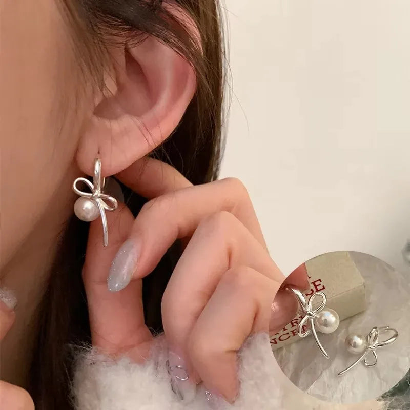 PANJBJ925 Sterling Silver Hoop Earrings - Frosted Geometric Design Fashion Jewelry Gift for Women