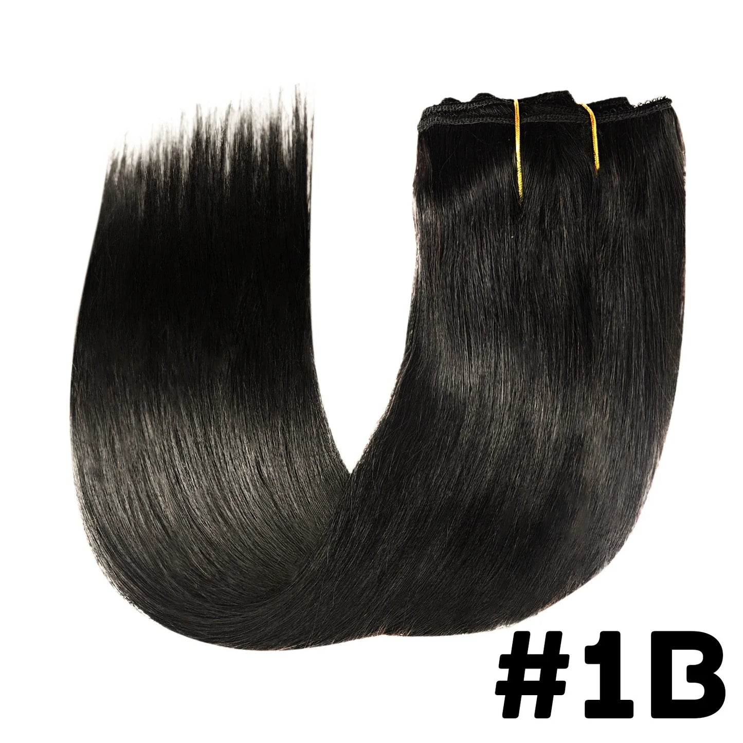 Straight Clip-In Hair Extensions – 8 Piece Full Head Set, 120g Brazilian Remy 100% Human Hair, Natural Black