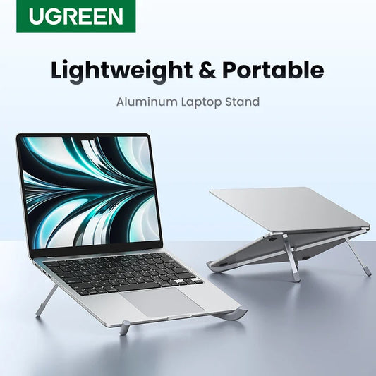 UGREEN Foldable Aluminum Laptop Stand - Vertical Notebook Holder for MacBook Pro Air, Tablet & Phone Support