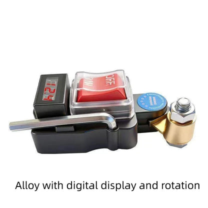 Car Battery Disconnect Switch - 12V/24V Heavy-Duty Master Power Cut-Off with Digital Voltage Display
