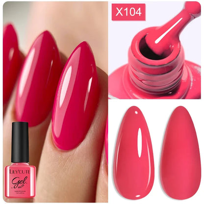 LILYCUTE Solid Color Gel Nail Polish 7ml - Semi-Permanent Soak Off UV LED Gel Varnish for Nail Manicure Art