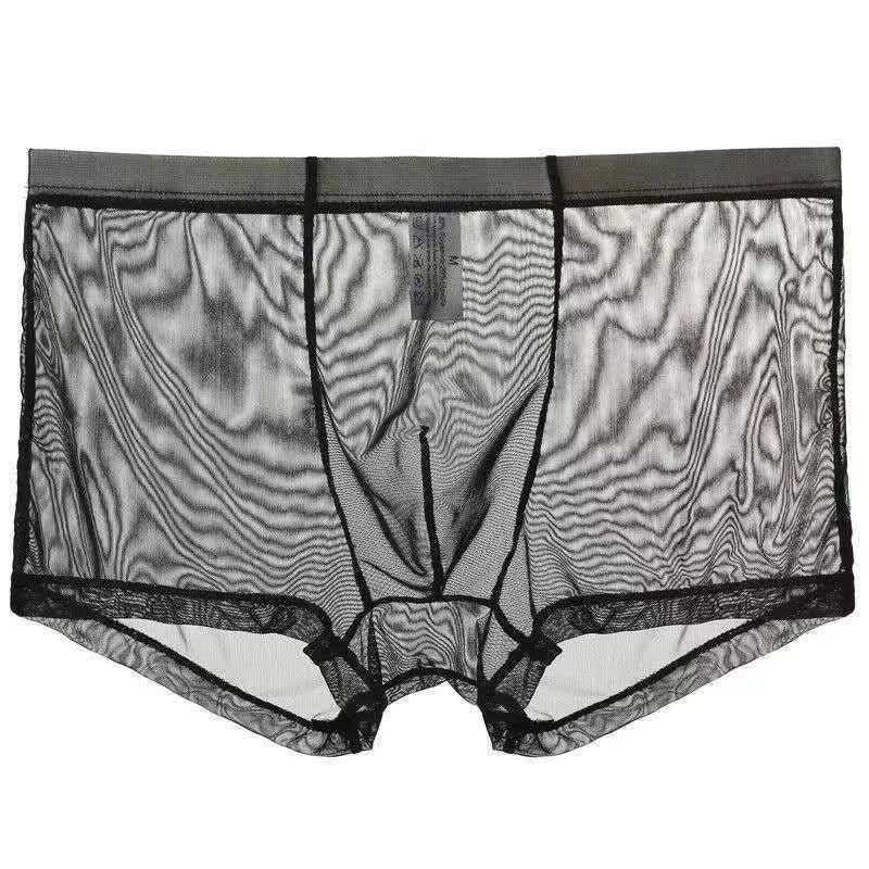 Transparent Ice Silk Men's Boxers - Low Waist See-Through Bulge Underwear