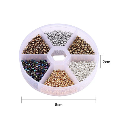 3900Pcs Glass Rice Beads Set - 6 Grid Box DIY Bracelet Necklace Jewelry Making Accessories