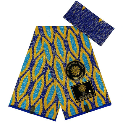 Kente Golden Wax Cotton Fabric - African Dutch Nigerian Ankara Batik Party Dress Fabric 2+4 Yards