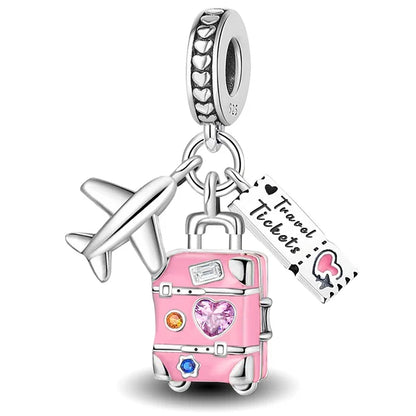 925 Sterling Silver Pink Heart Charm - Zircon Love Pendant Bead for DIY Bracelets, Bangles & Women’s Jewelry