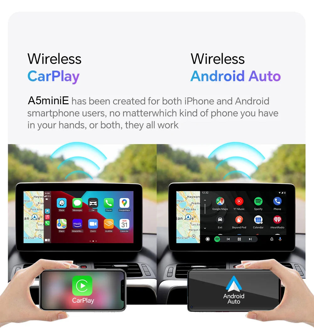 NEW Mini 2 in 1 Wireless CarPlay & Android Auto Adapter – Smart Bluetooth WiFi Dongle, Fast Connect, Plug & Play