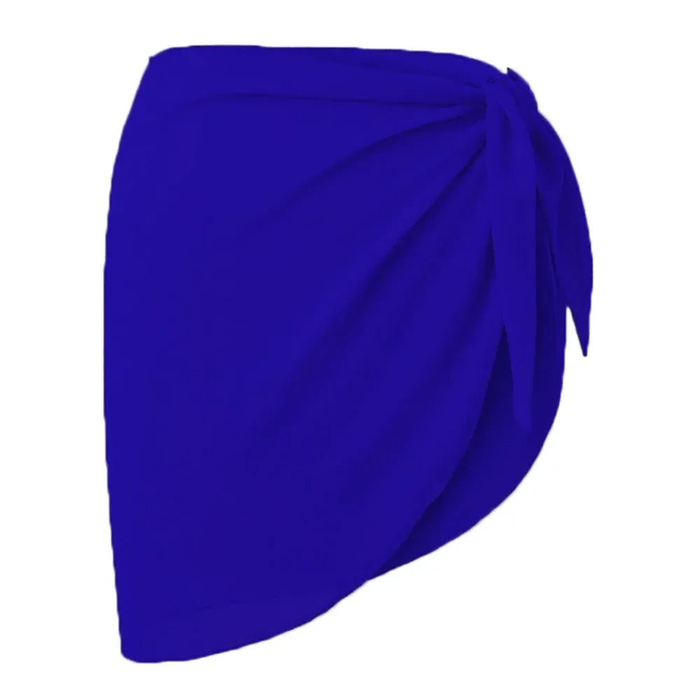 Women's Summer Sheer Sarong Cover-Up - Solid Chiffon Bikini Wrap Beach Skirt