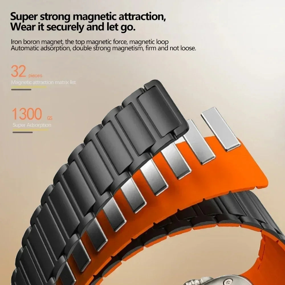 Magnetic Silicone Loop Strap for Apple Watch — 38mm-49mm iWatch Series 3-9 & SE Ultra 2