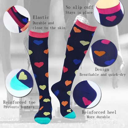 S-XXL Compression Socks - Medical Support Stockings for Nurses, Doctors, Golf, Sports & Varicose Vein Relief