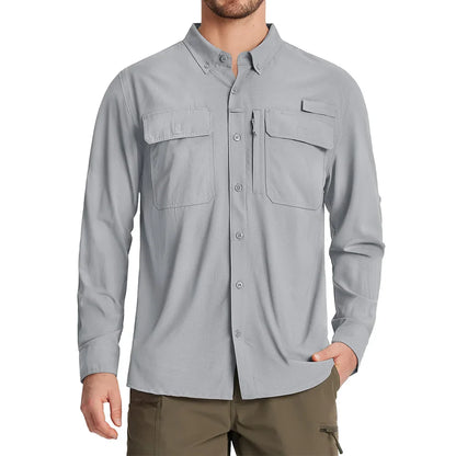 TACVASEN Men's UPF 50+ Sun Protection Fishing Shirt – Quick-Dry Long Sleeve Mesh Hiking & Work Shirt
