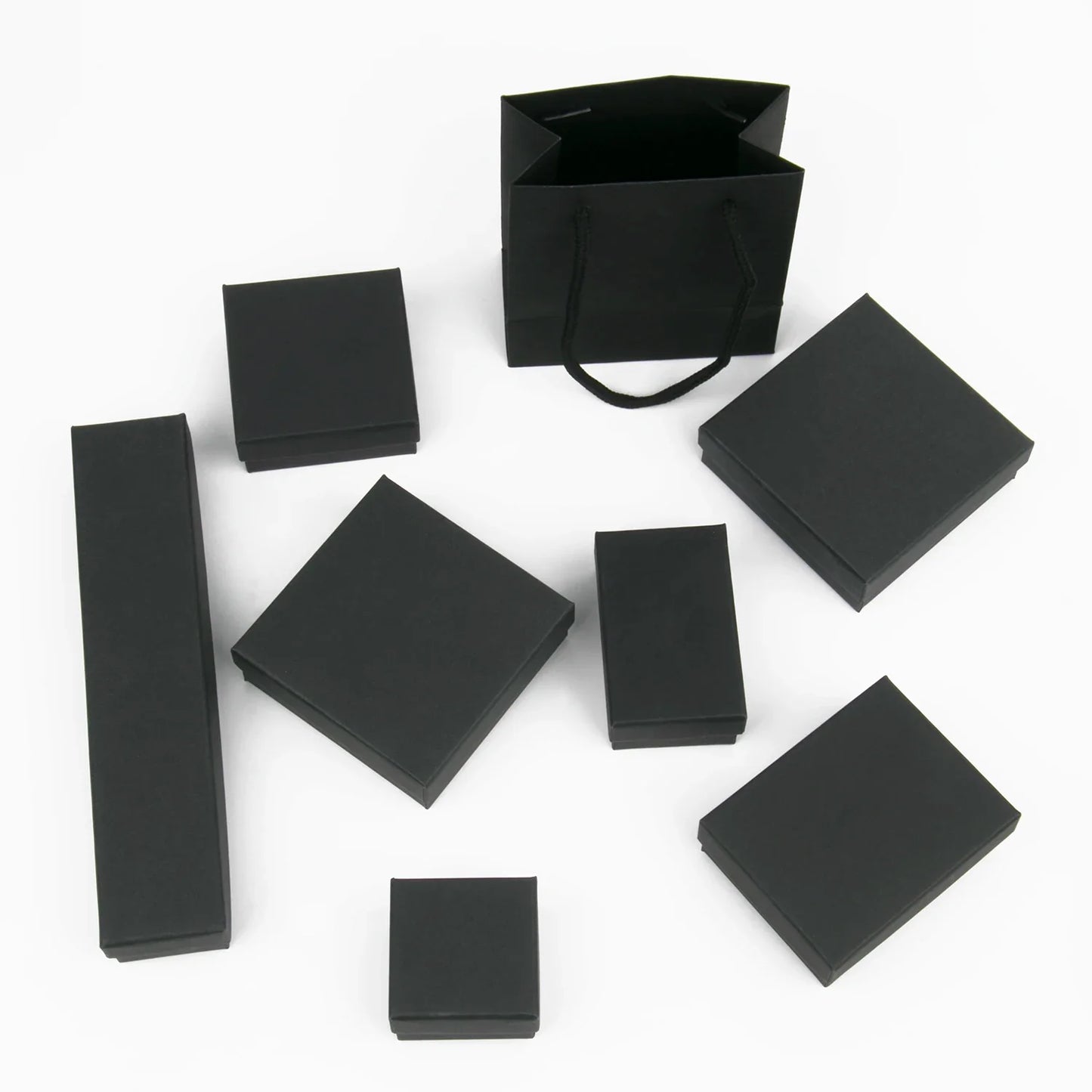 Black Square Jewelry Gift Box Organizer — Display & Packaging for Rings, Earrings, Necklaces, Bracelets, Brooches