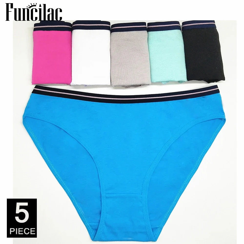 5 Pcs Women’s Cotton Panties Set - Soft Bikini Briefs Sexy Ladies Underwear Comfortable Everyday Briefs