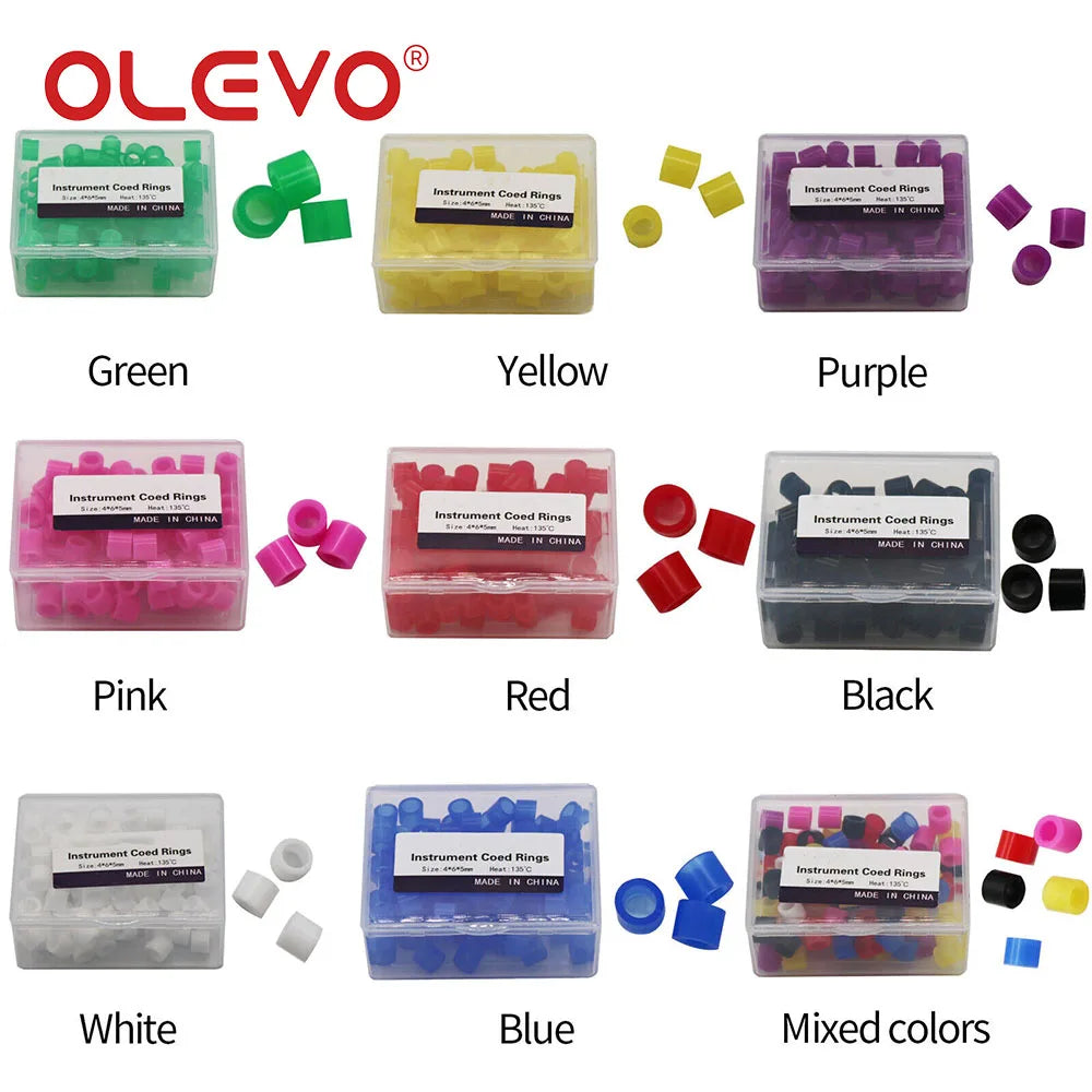 100pcs Dental Silicone Color Code Rings - Autoclavable Instrument Marking Bands for Dentist Surgical Tools Identification