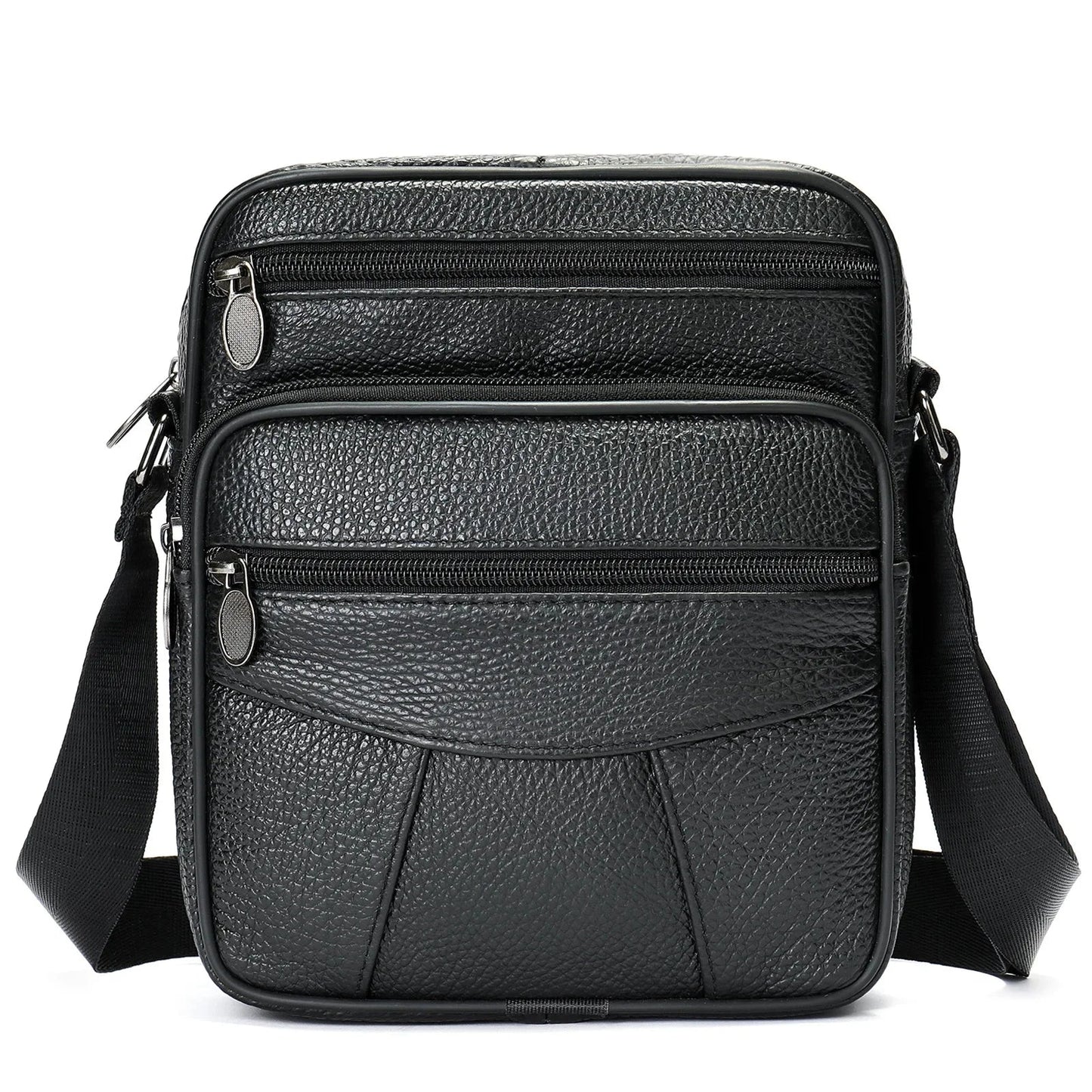 Men’s Genuine Leather Crossbody Bag – Small Outdoor Casual Bag for Motorcycle and Daily Use