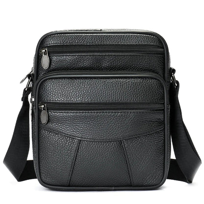 Men’s Genuine Leather Crossbody Bag – Small Outdoor Casual Bag for Motorcycle and Daily Use