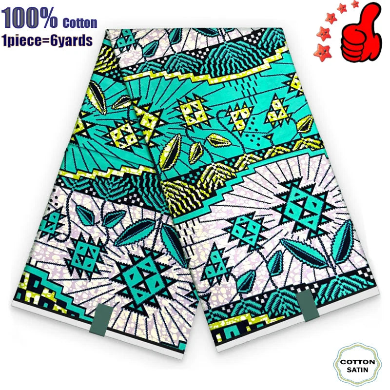 African Real Wax Print Fabric - 100% Cotton Ghana Nigeria Style Ankara Batik Sewing Material