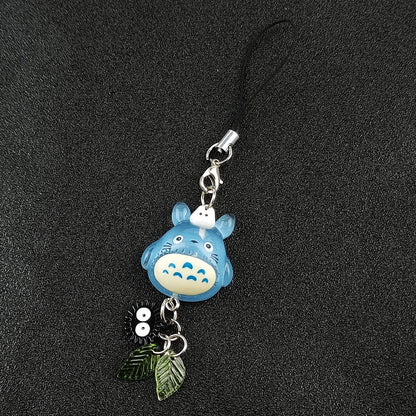 Kawaii Totoro Phone Charm - Blue Animal Soot Sprite Anime Pendant Keychain for Y2K Bags & Gifts