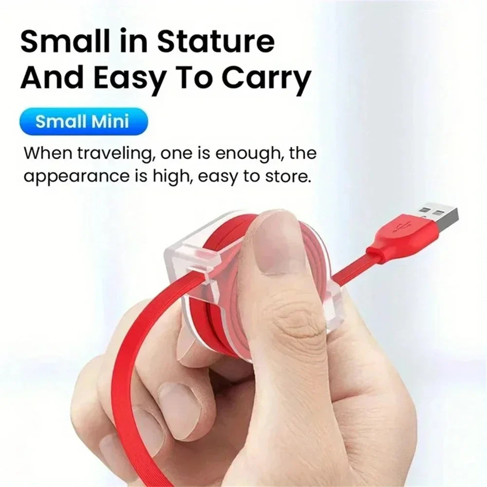 3-in-1 Retractable USB Data Cable – Fast Charging for iPhone, Type-C & Micro USB, Compatible with Android, Xiaomi, Huawei, Samsung