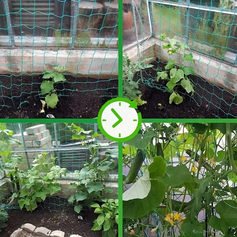 Heavy-Duty Garden Trellis Netting with Square Mesh – Polyester Grow Net for Climbing Plants & Vegetables
