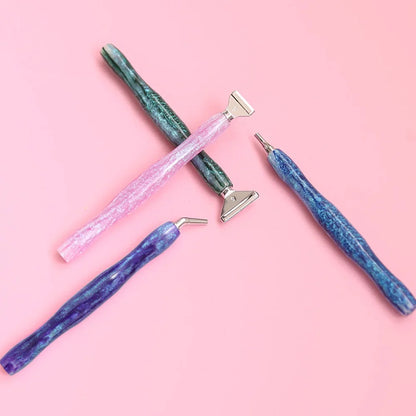 5D Resin Diamond Painting Pen - Includes Metal Replacement Heads, Multi-Placers, and Point Drill Pens for DIY Diamond Nail Art