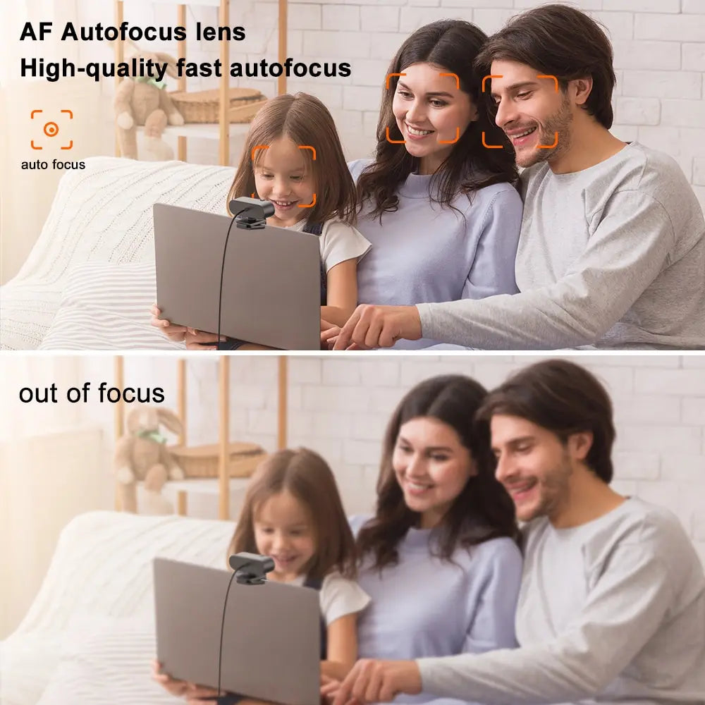 4K & 1080P Mini Webcam | 2K Full HD USB Camera with Microphone, Auto Focus for PC & Laptop