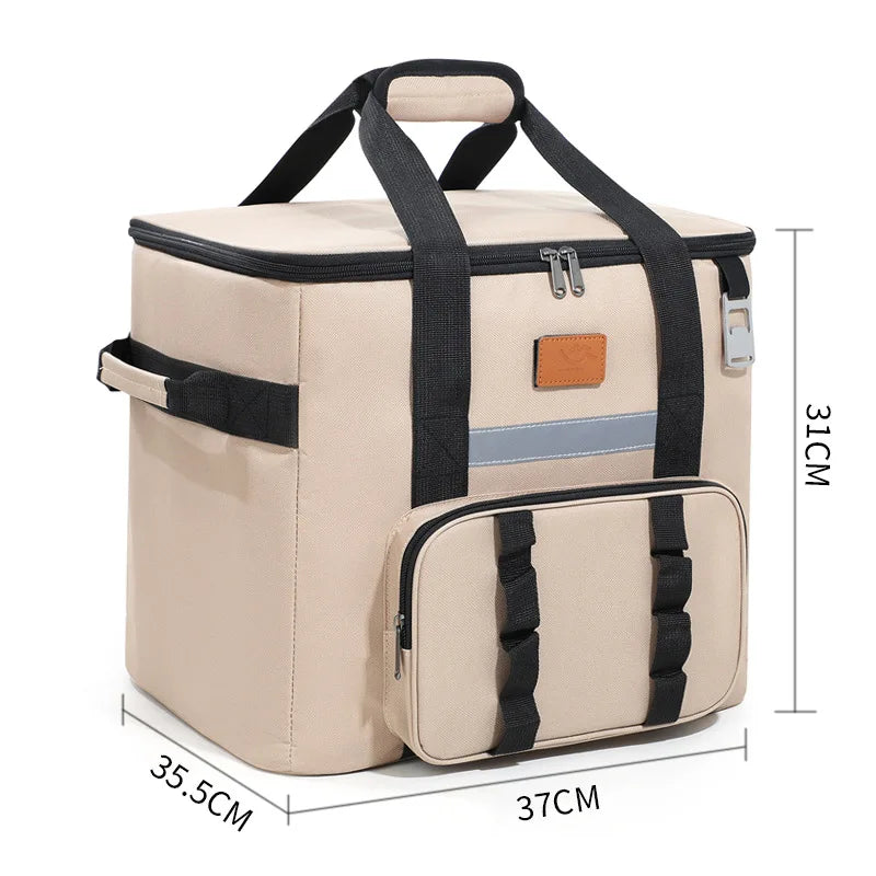 40L Thermal Food Carrier Bag – Large Insulated Cooler Tote with Zipper, Portable Leakproof Picnic Bag for Camping and Beach