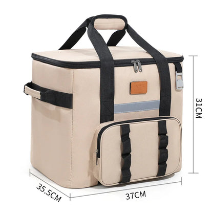 40L Thermal Food Carrier Bag – Large Insulated Cooler Tote with Zipper, Portable Leakproof Picnic Bag for Camping and Beach