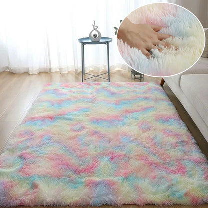 Gray Plush Velvet Area Rug – Soft Fluffy Anti-Slip Carpet for Living Room, Bedroom, Kids Room & Home Decor
