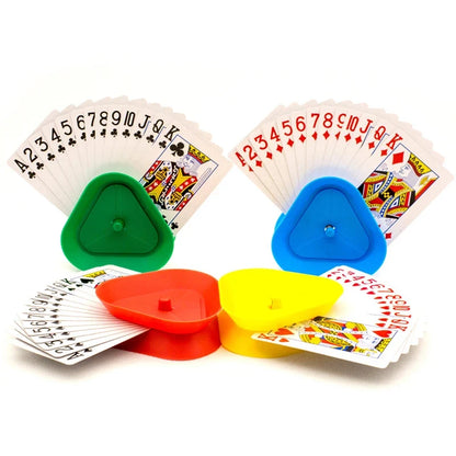 4PCS Triangle Playing Card Holders - Hands-Free Poker Card Stands for Children, Seniors, and Board Games