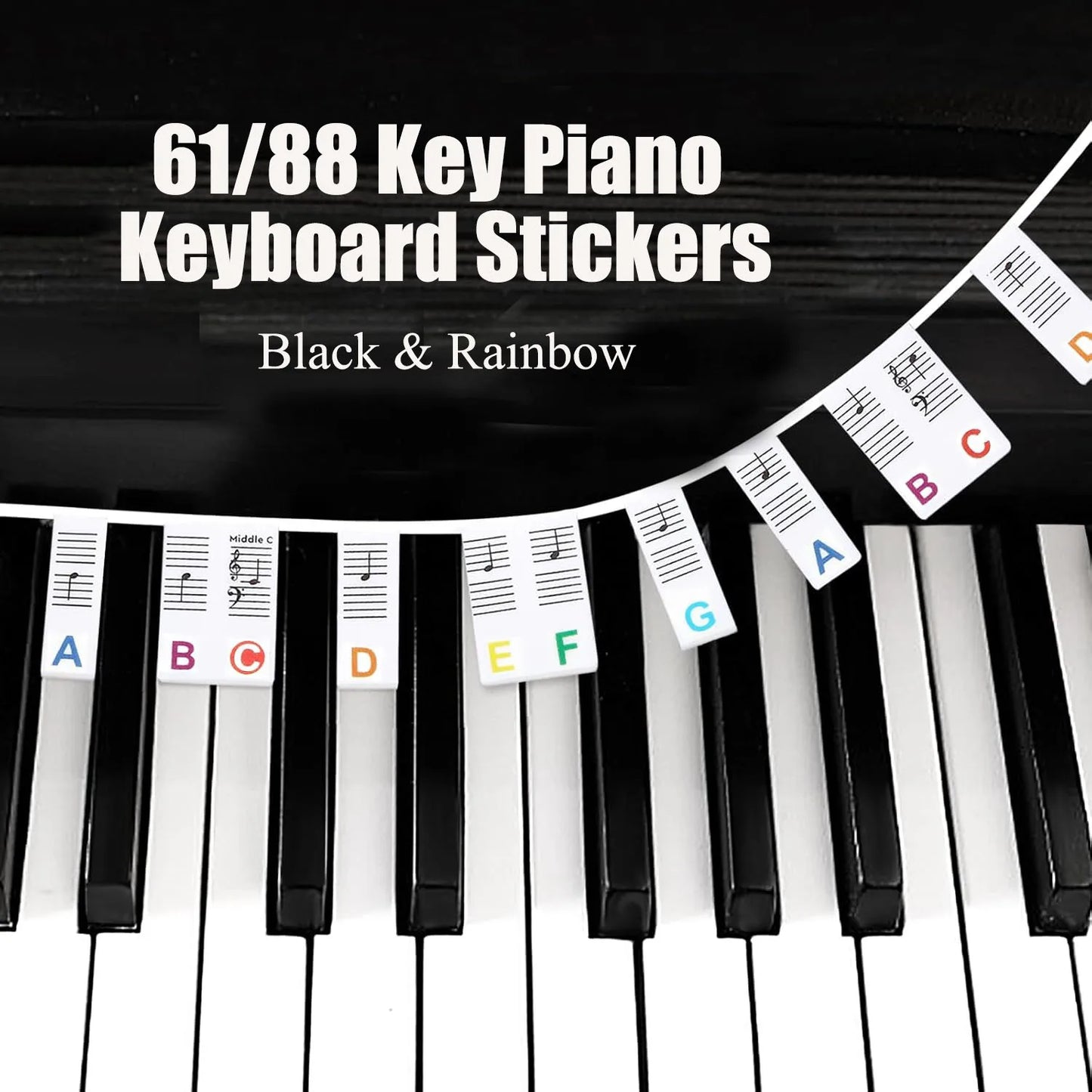 Miwayer Piano Keyboard Stickers - Removable 61/88 Key Note Labels Guide for Beginner Piano Learning