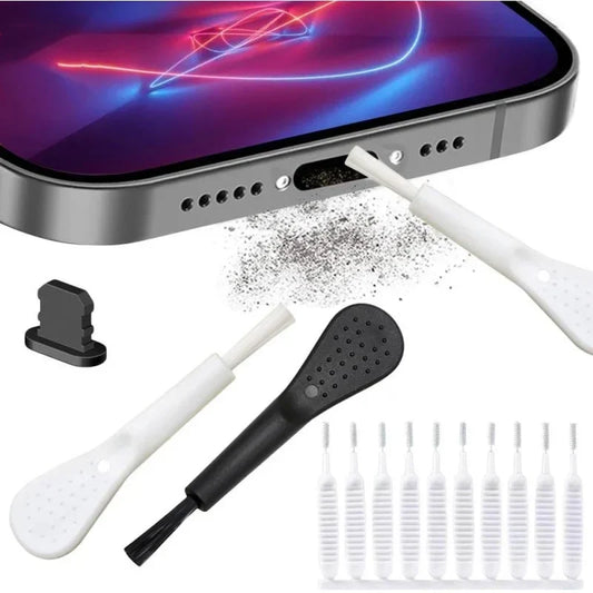 Phone Charging Port Dust Plug & Cleaner Kit - USB Port Cleaning Brush for iPhone 14/13 Pro Max & Electronics