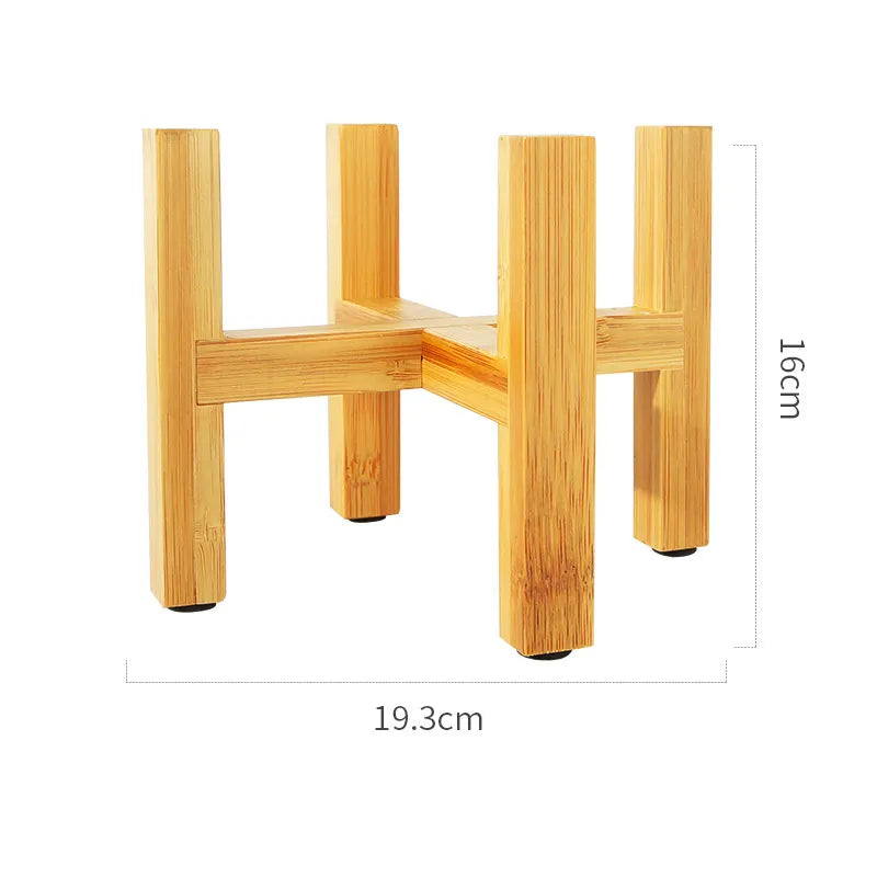 Small Durable Wood Planter Pot Rack - Free Standing Flower Pot Holder for Home Garden Indoor Display and Bonsai Stand with Tray