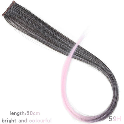 HUAYA 18" Synthetic Clip-In Colorful Curly Hair Extension – Ombre Pink Purple Red Blue Hair Piece
