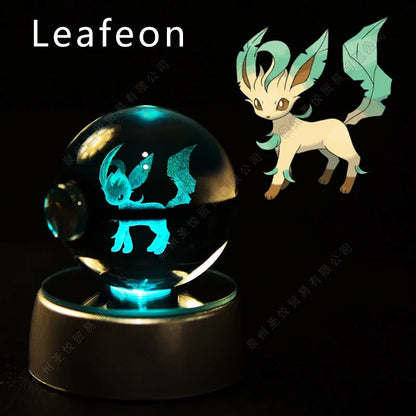 Pokémon Crystal Ball Night Light - 3D Pikachu Gengar Mewtwo Glass Lamp Statue Kids Birthday Gift