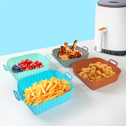 Reusable Silicone Air Fryer Liner Basket with Non-Stick Baking Tray & Pizza Pan for Kitchen Cooking