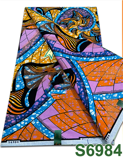 Original African Wax Print Fabric - 6 Yards 100% Cotton Nigerian Ankara Sewing Material