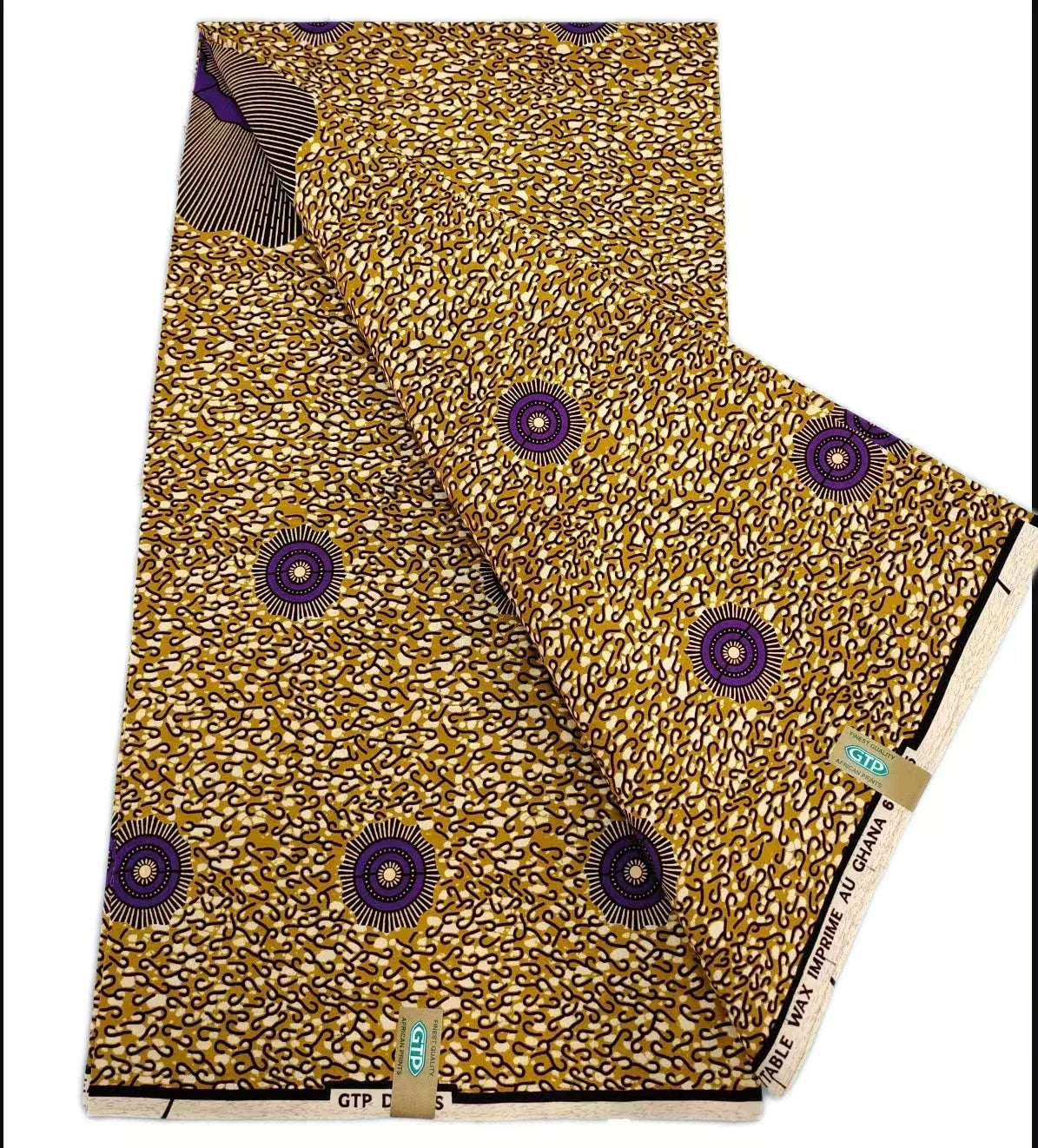 African Wax Print Fabric - High-Quality Cotton Ankara Gold Print Pagne for Wedding & Dress Sewing
