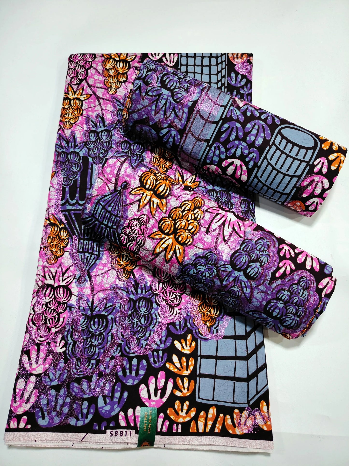 Grand Super Ankara Wax Fabric - Original 100% Cotton Glitter Batik Pagne 6 Yards Nigerian Party Dress Sewing Material