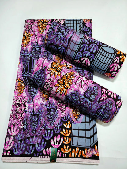 Grand Super Ankara Wax Fabric - Original 100% Cotton Glitter Batik Pagne 6 Yards Nigerian Party Dress Sewing Material