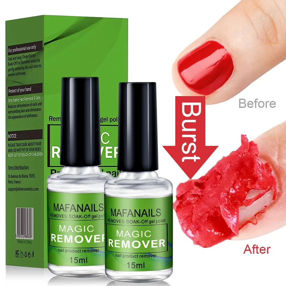 MAFANAILS 15ml Magic Nail Gel Remover - Fast UV Gel Polish Remover for Semi-Permanent Manicure