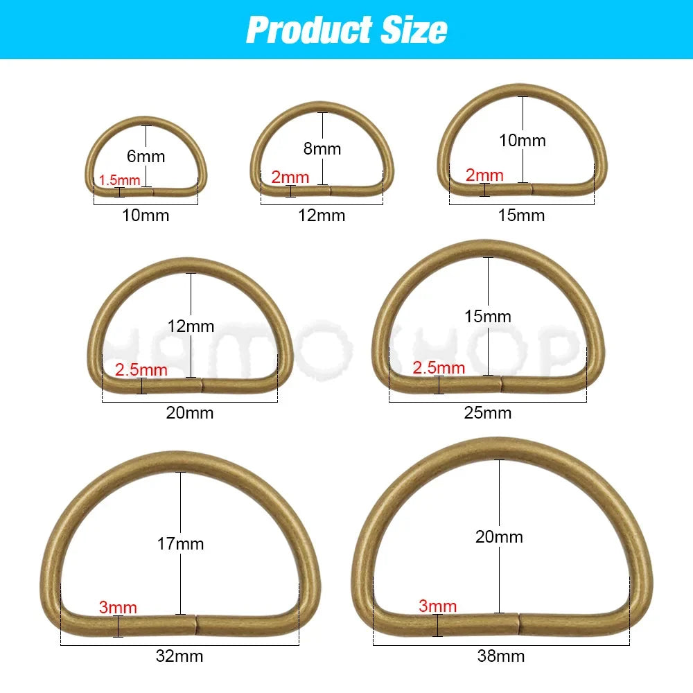 Metal D Ring Adjustable Buckle Set - Webbing Strap Clasps for Backpacks, Bags, Pet Collars, Chains & DIY Accessories