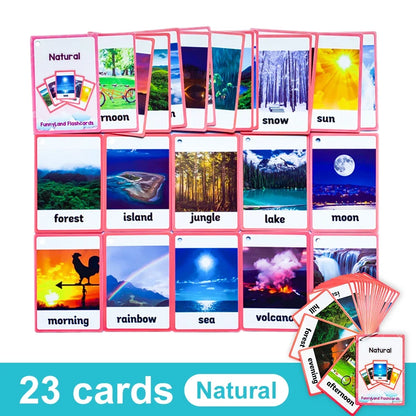 Kids English Vocabulary Flashcards - 26 Themes Fruits Animals Vehicles & Learning Activity Cards