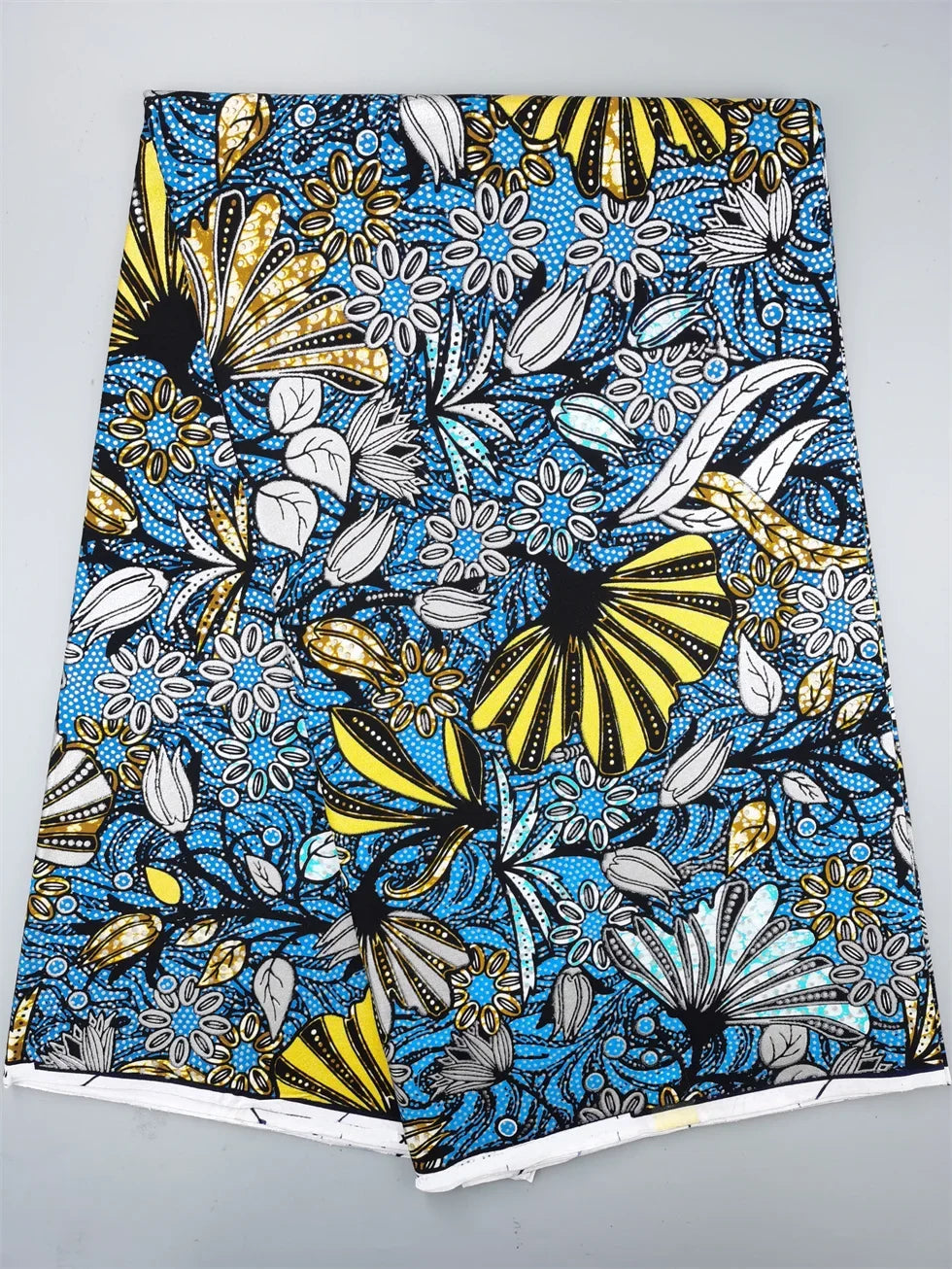 Grand African Wax Glitter Glam Fabric - 100% Cotton Ankara Batik Gold Print Pagne for Party Dresses & Sewing