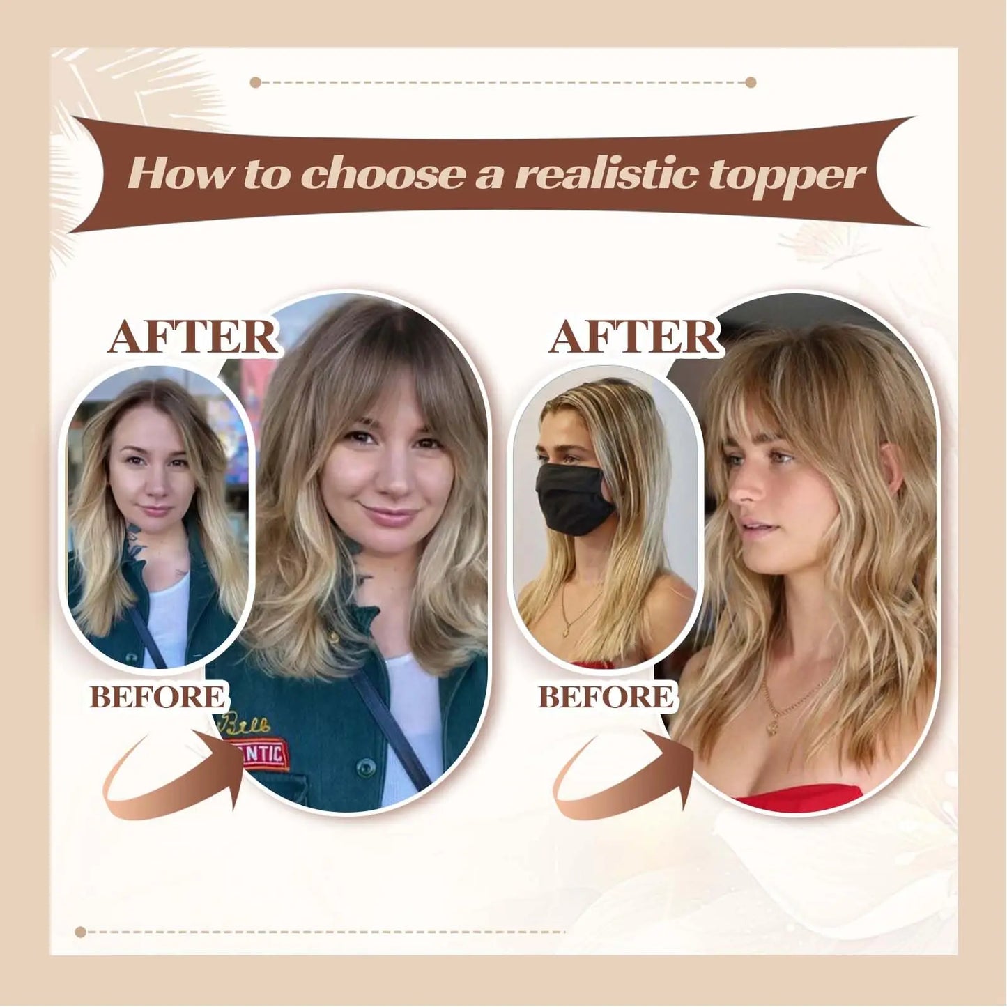 Ombre Blonde Brown 100% Remy Human Hair Topper – Silk Base Clip-In Extension for Women with Hair Loss, 12 Inch