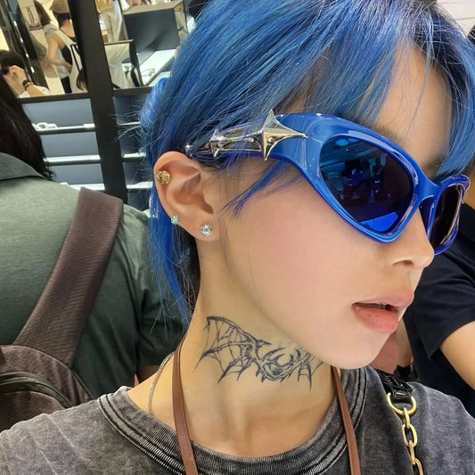 Y2K Punk Sports Sunglasses - Vintage UV400 Anti-Light Eyewear for Men & Women Outdoor Hiking Camping Style