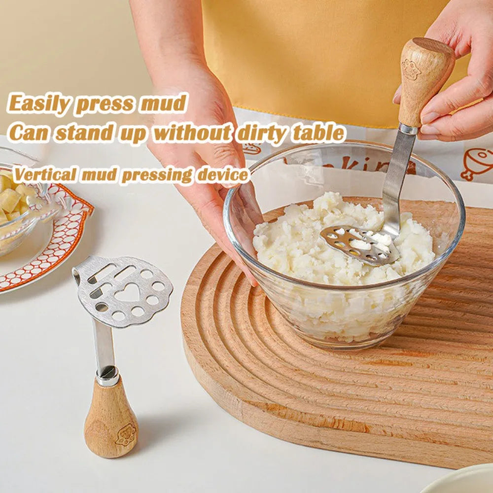 Manual Potato Masher — Stainless Steel Fruit & Vegetable Crusher, Food Mashing Tool for Kids, Kitchen Gadget