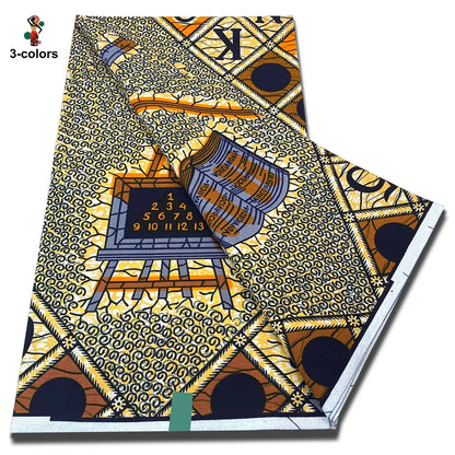 African Real Wax Print Fabric - 100% Cotton Soft Ankara Pagne Material for Dresses