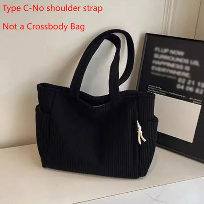 Fashion Corduroy Shoulder Bag - Large Capacity Unisex Square Crossbody Bag for College, Commuting & Casual Travel
