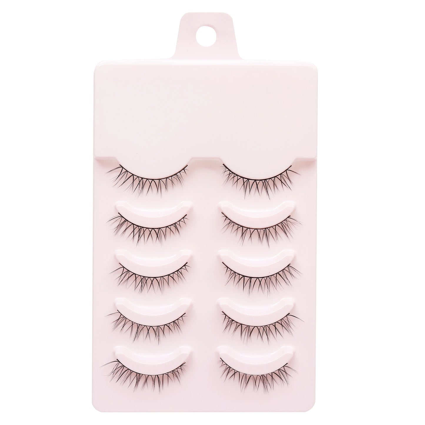 Manga Lashes 5 Pairs – Anime Cosplay Faux Mink Short Full Strip Lashes, Korean Natural Look, Clear Band Soft Eyelash Extensions